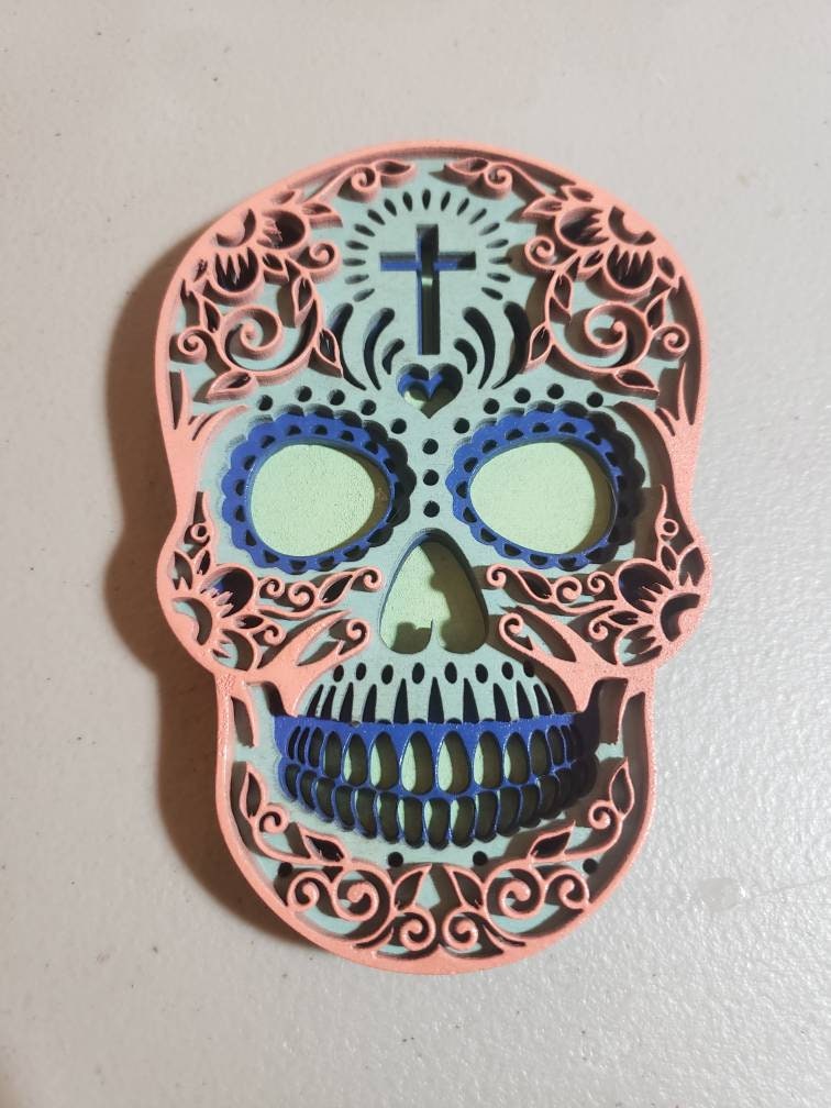 Sugar skulls cross small decor