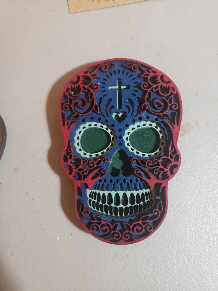 Sugar skulls cross small decor