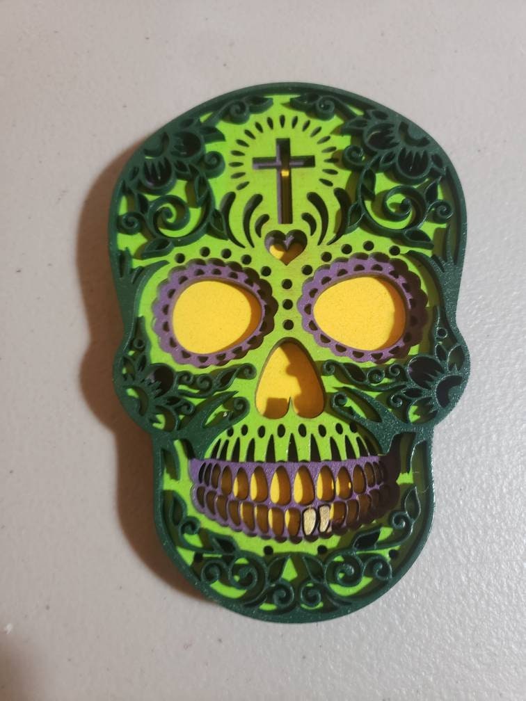Sugar skulls cross small decor