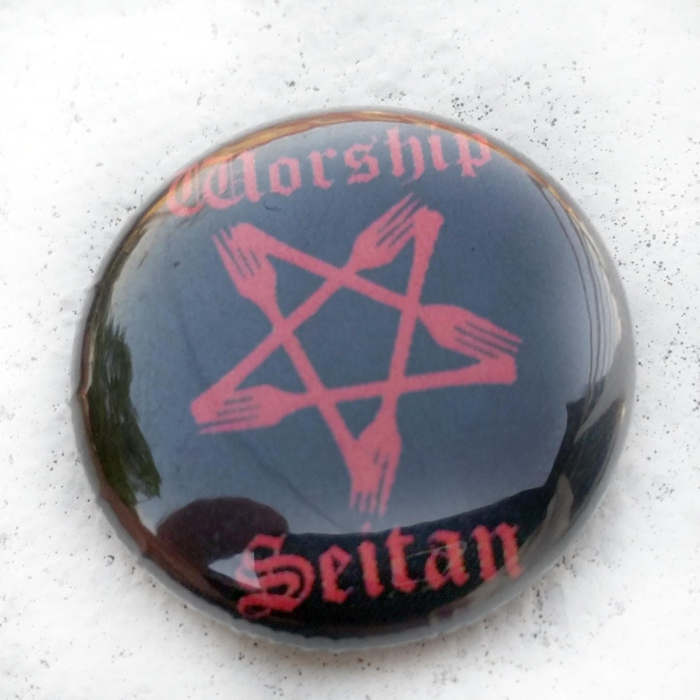 Worship Seitan 1 inch Button
