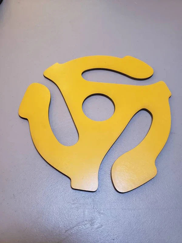 yellow wooden 45 adapter wall art