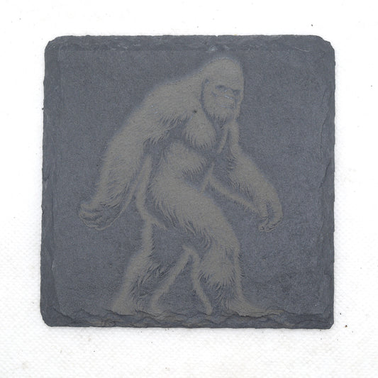 Coaster with Bigfoot engraved on it 