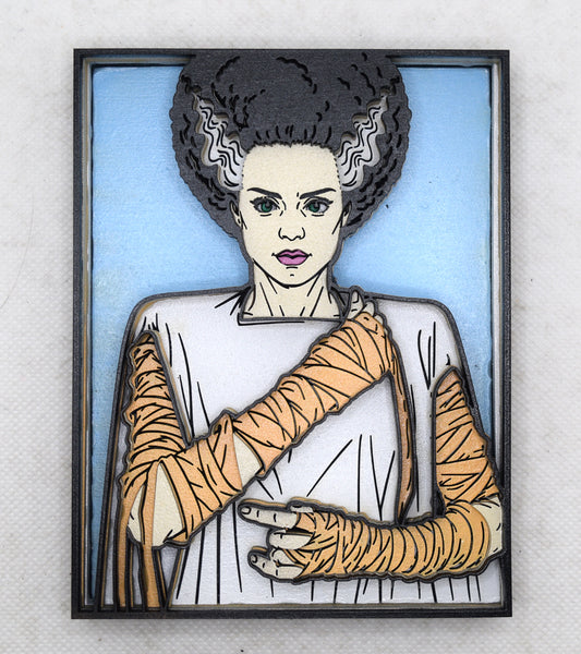 3-D Layered Bride of Frankenstein Wooden Art