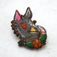 Chupacabra Wooden Lapel Pin Coated with UV Resin