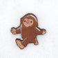 Cutesy Bigfoot Wooden Lapel Pin  front