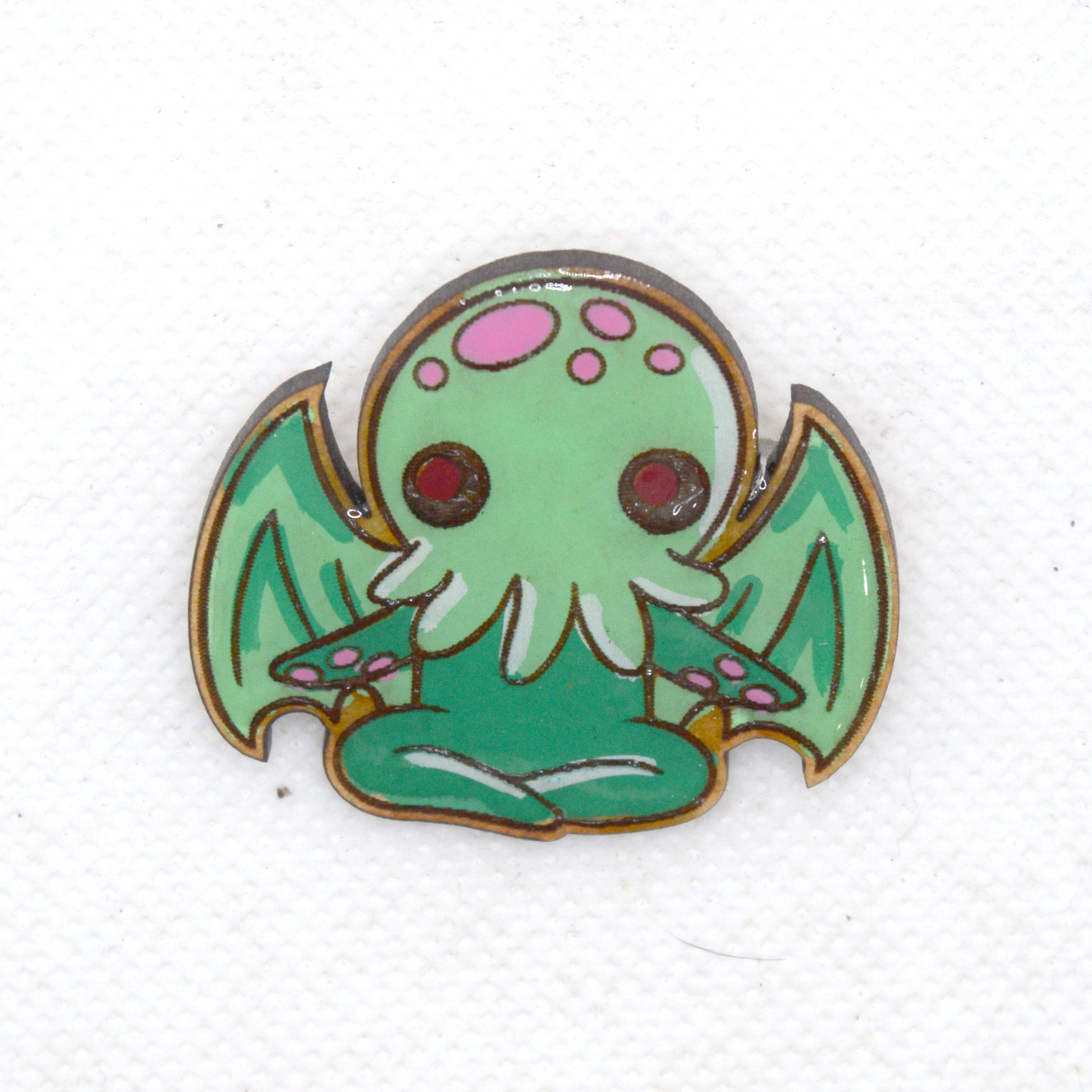 Cutesy Cthulhu Wooden Lapel Pin