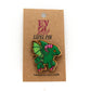 Cutesy Jersey Devil Wooden Lapel Pin on Evol Soul Card
