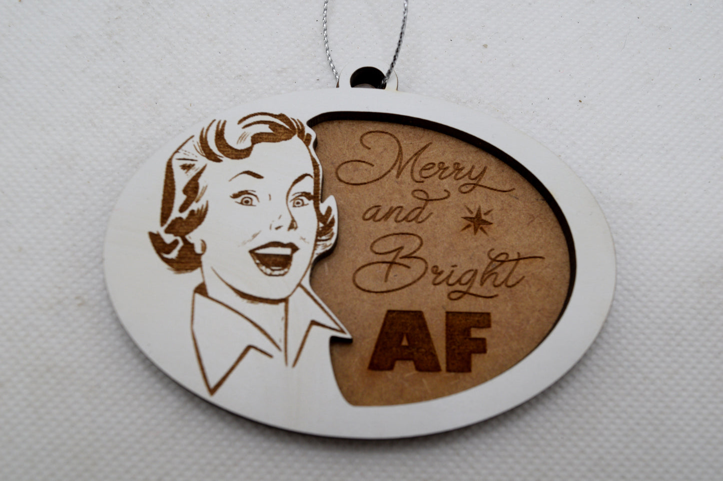 Merry and Bright AF Retro Ornament