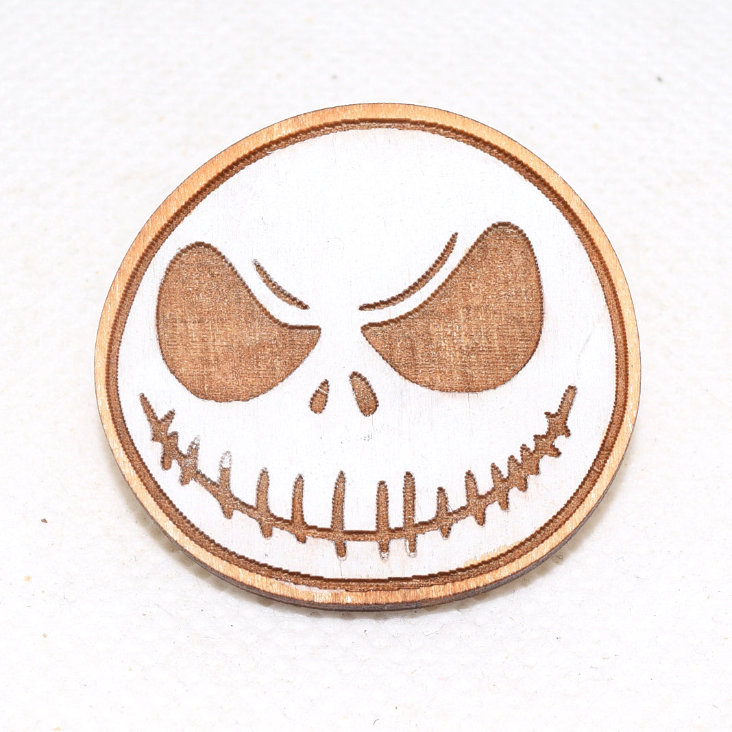 Jack Skellington Wooden Lapel Pin Front