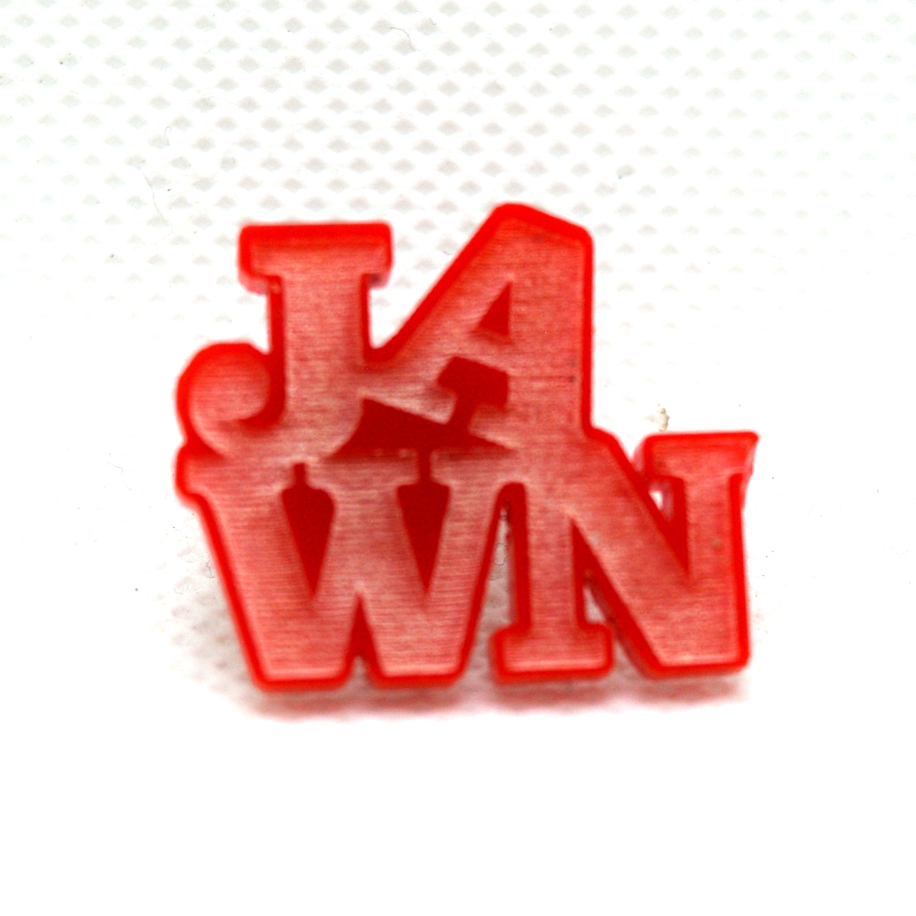 Jawn Red Acrylic Lapel Pin front