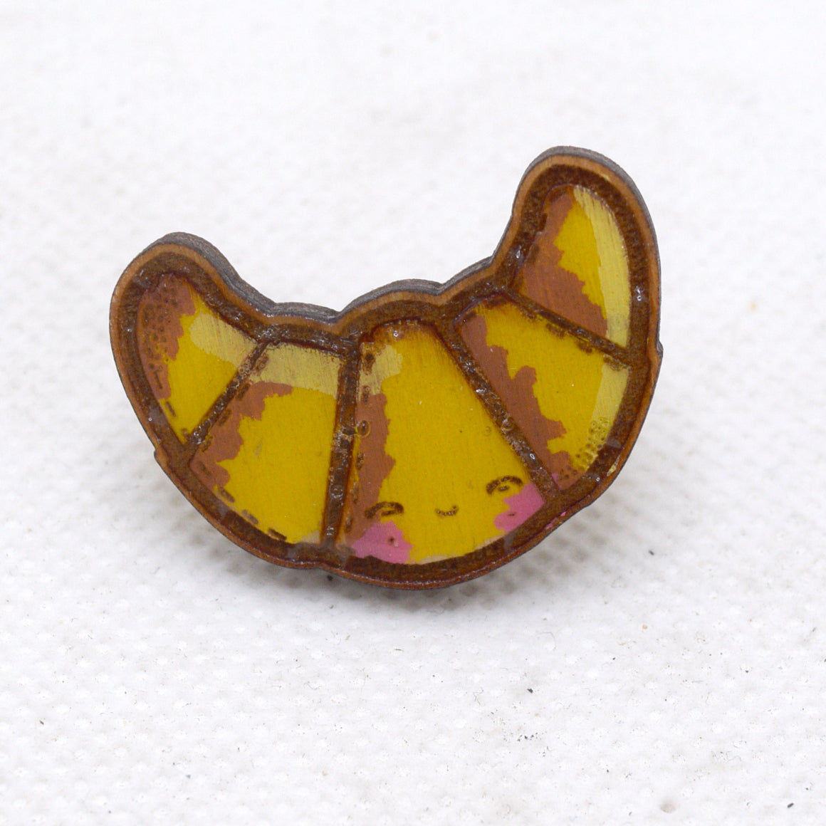 Kawaii Crescent Wooden Lapel Pin
