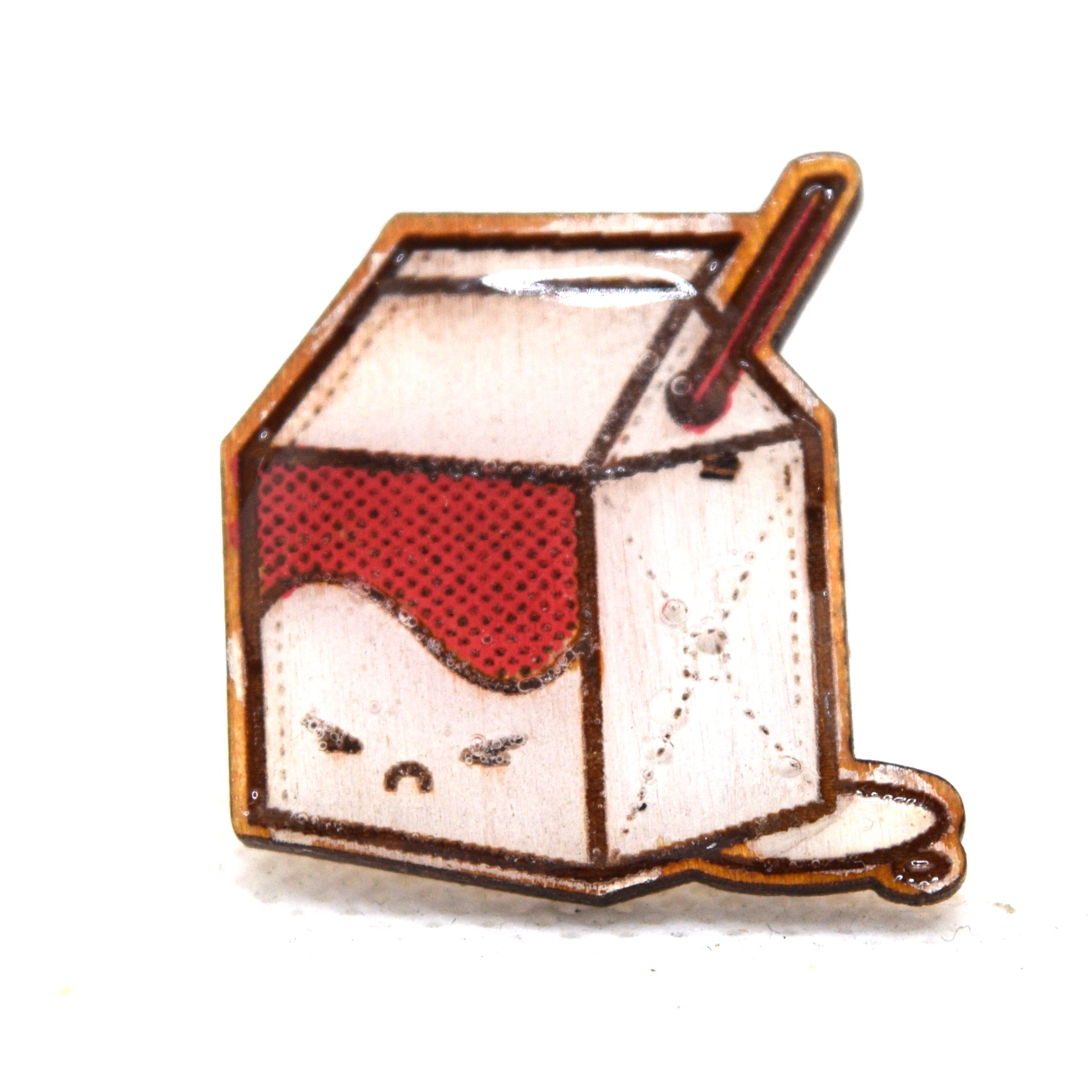 Kawaii Milk Wooden Lapel Pin