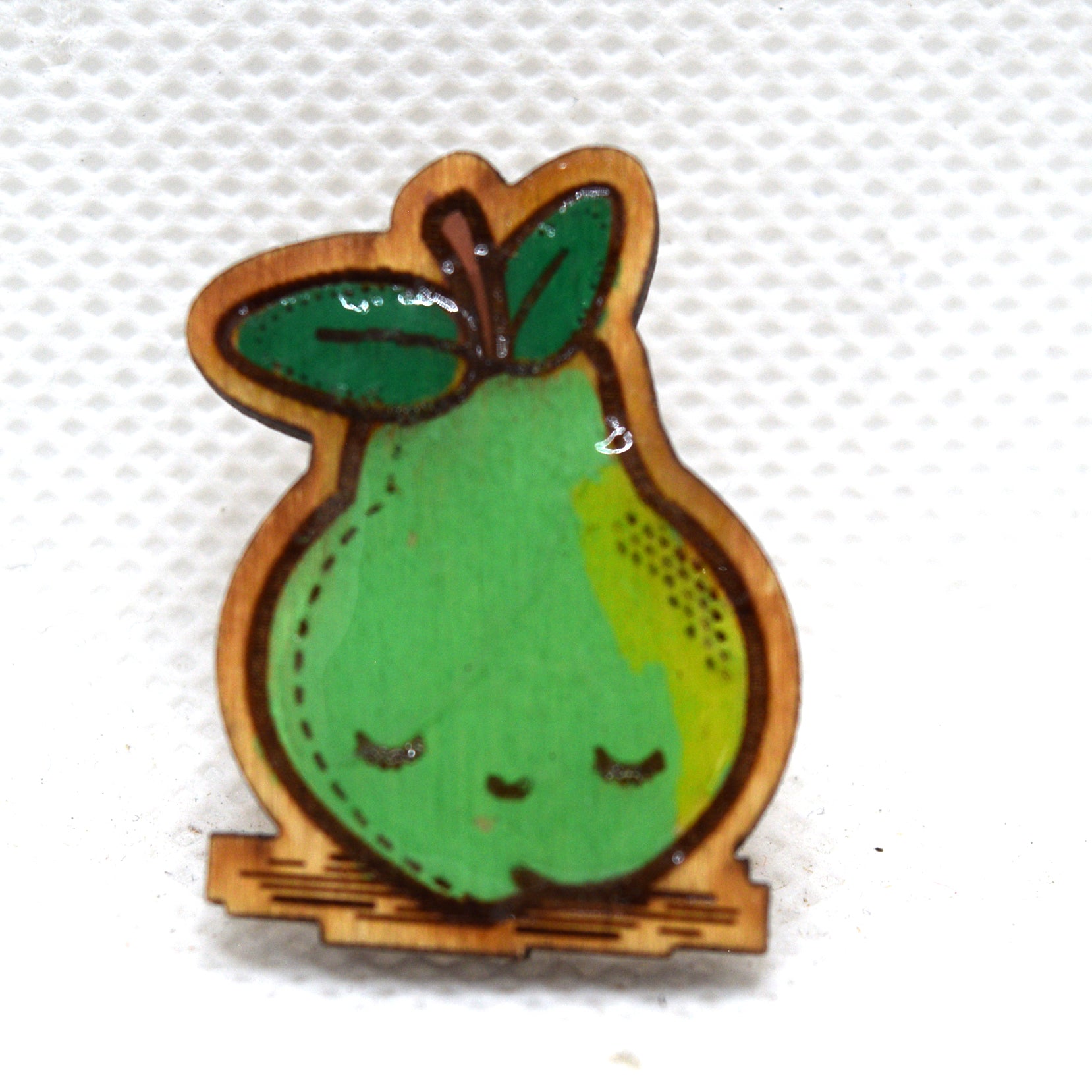 Kawaii Pear Wooden Lapel Pin
