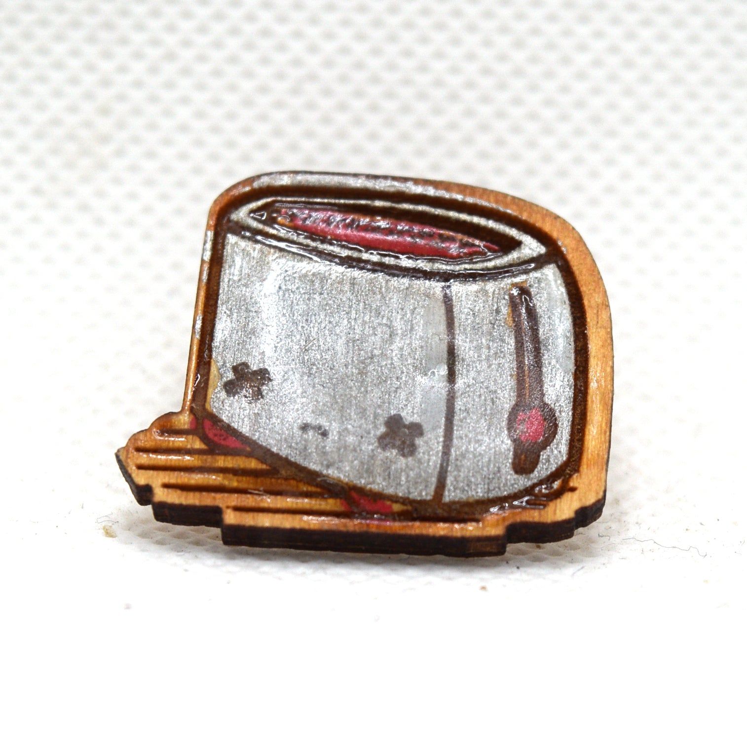 Kawaii Toaster Wooden Lapel Pin
