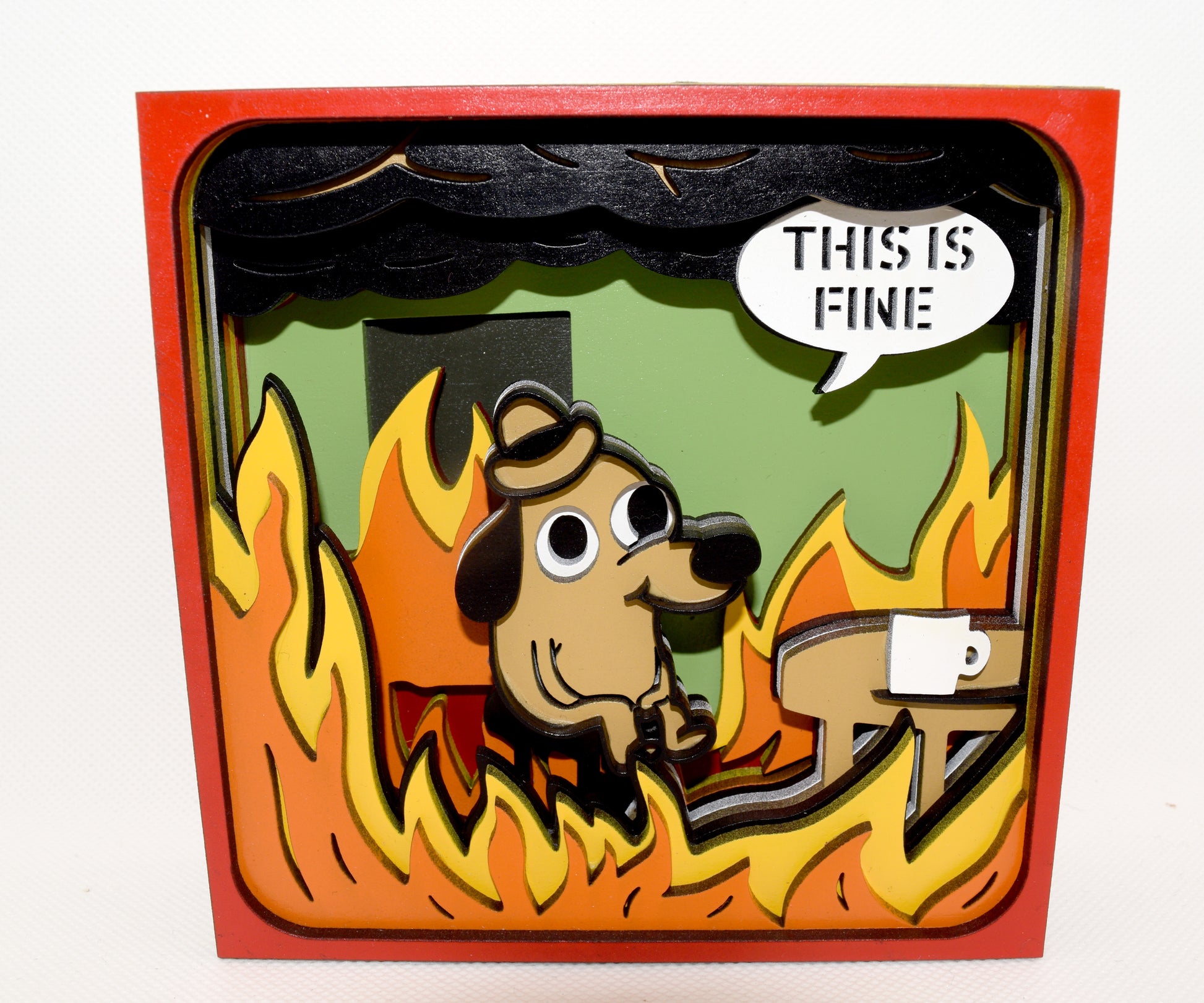 This is Fine Dog Meme Shadowbox Front