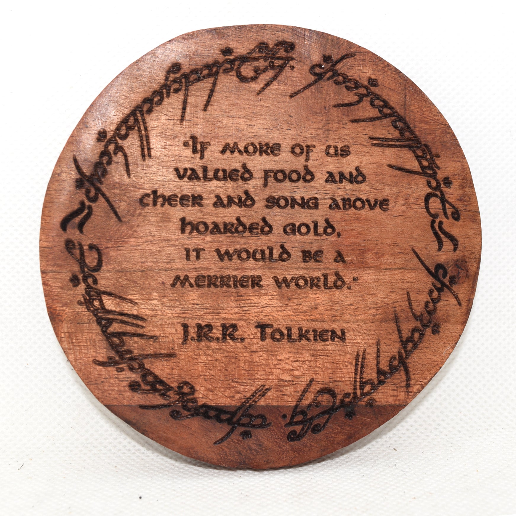 Wooden lord of the rings coaster