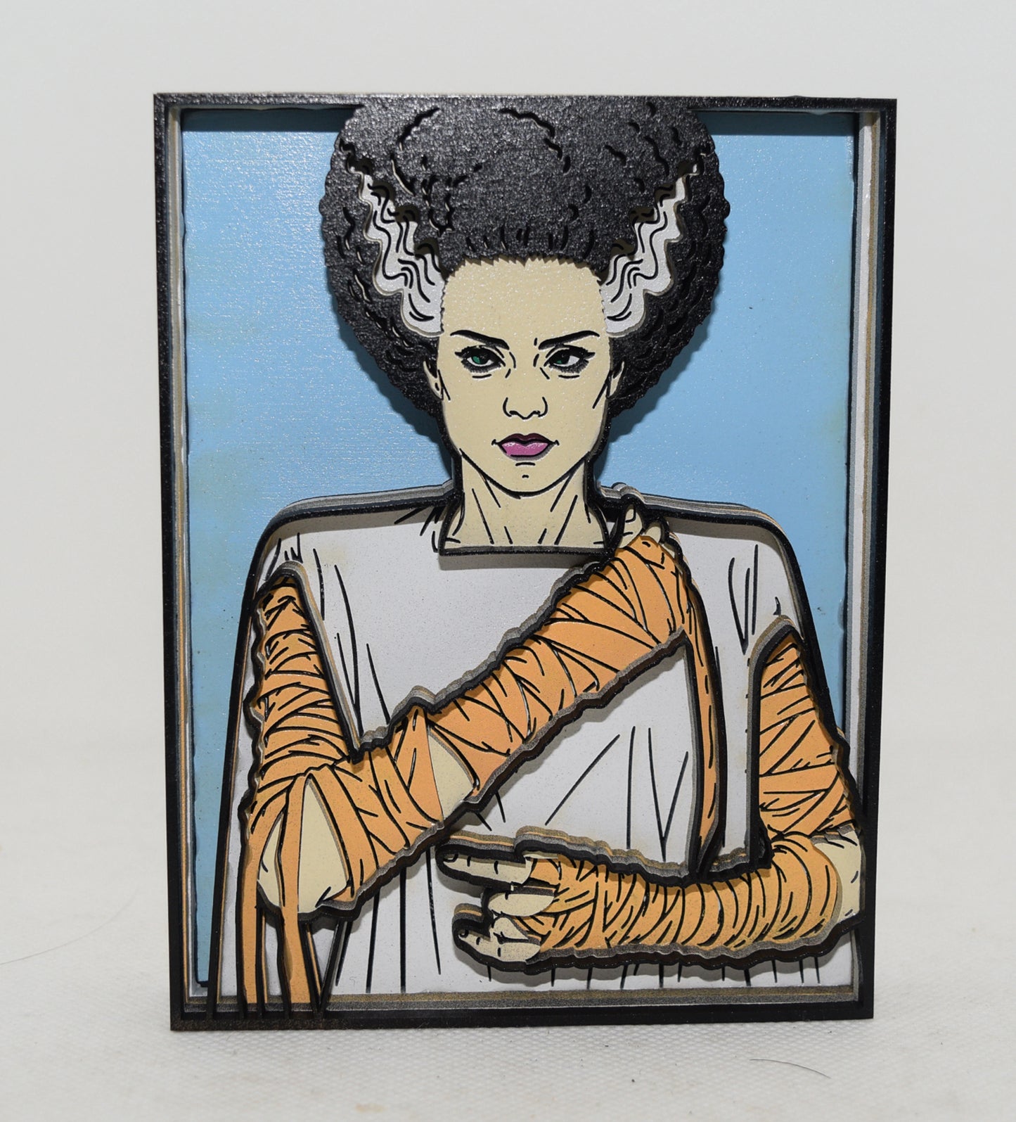 3-D Layered Bride of Frankenstein Wooden Art