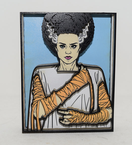 3-D Layered Bride of Frankenstein Wooden Art