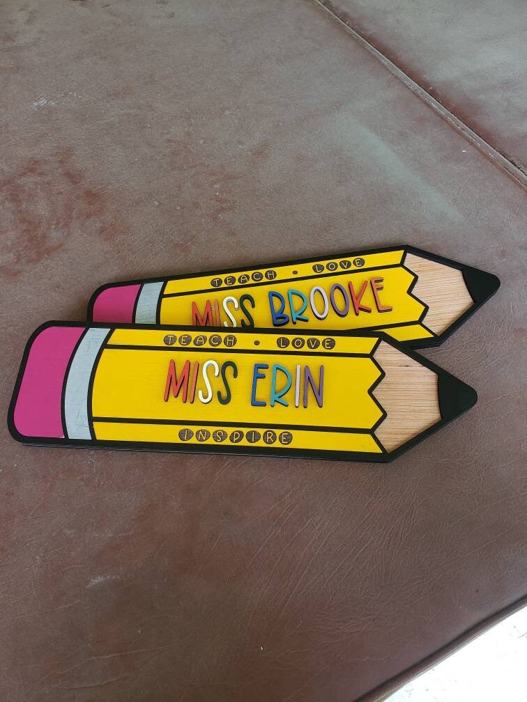 Customized Teacher Pencil Name Wall Decor