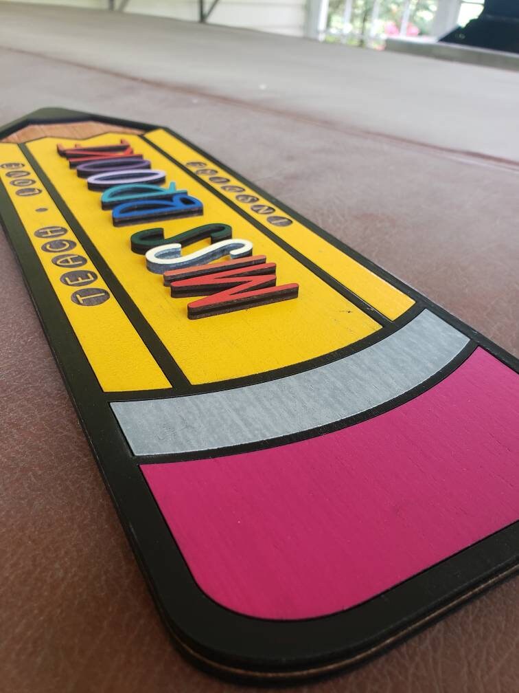 Customized Teacher Pencil Name Wall Decor