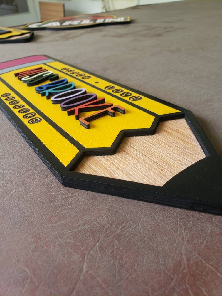 Customized Teacher Pencil Name Wall Decor