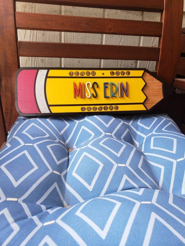 Customized Teacher Pencil Name Wall Decor