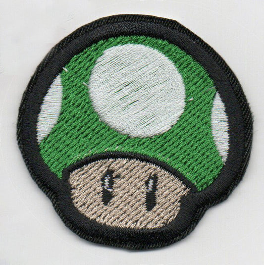 Green Mario Mushroom Embroidered Patch