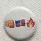 Fist Flag Fire Signal Chat Emoji 1 inch button