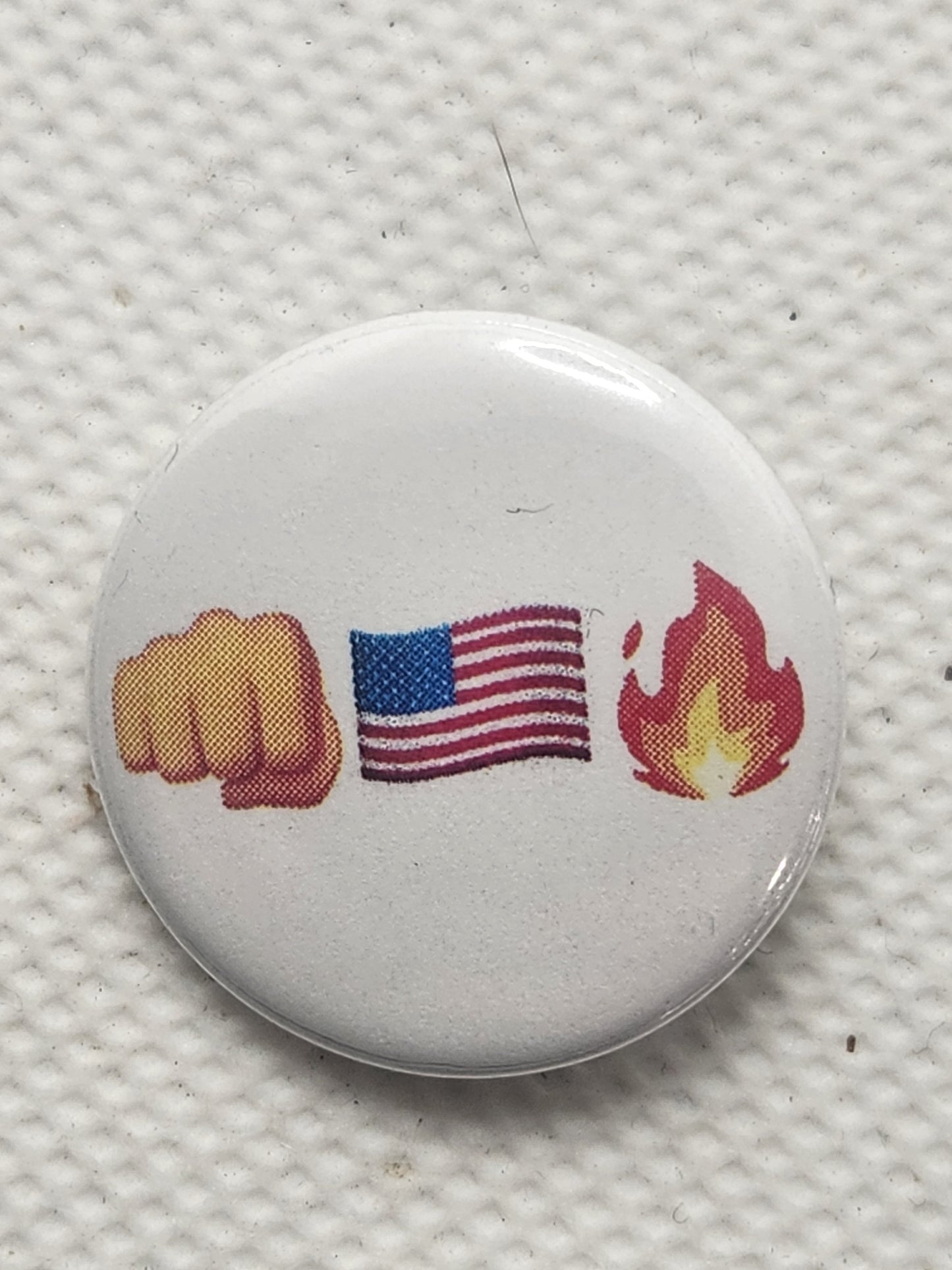 Fist Flag Fire Signal Chat Emoji 1 inch button