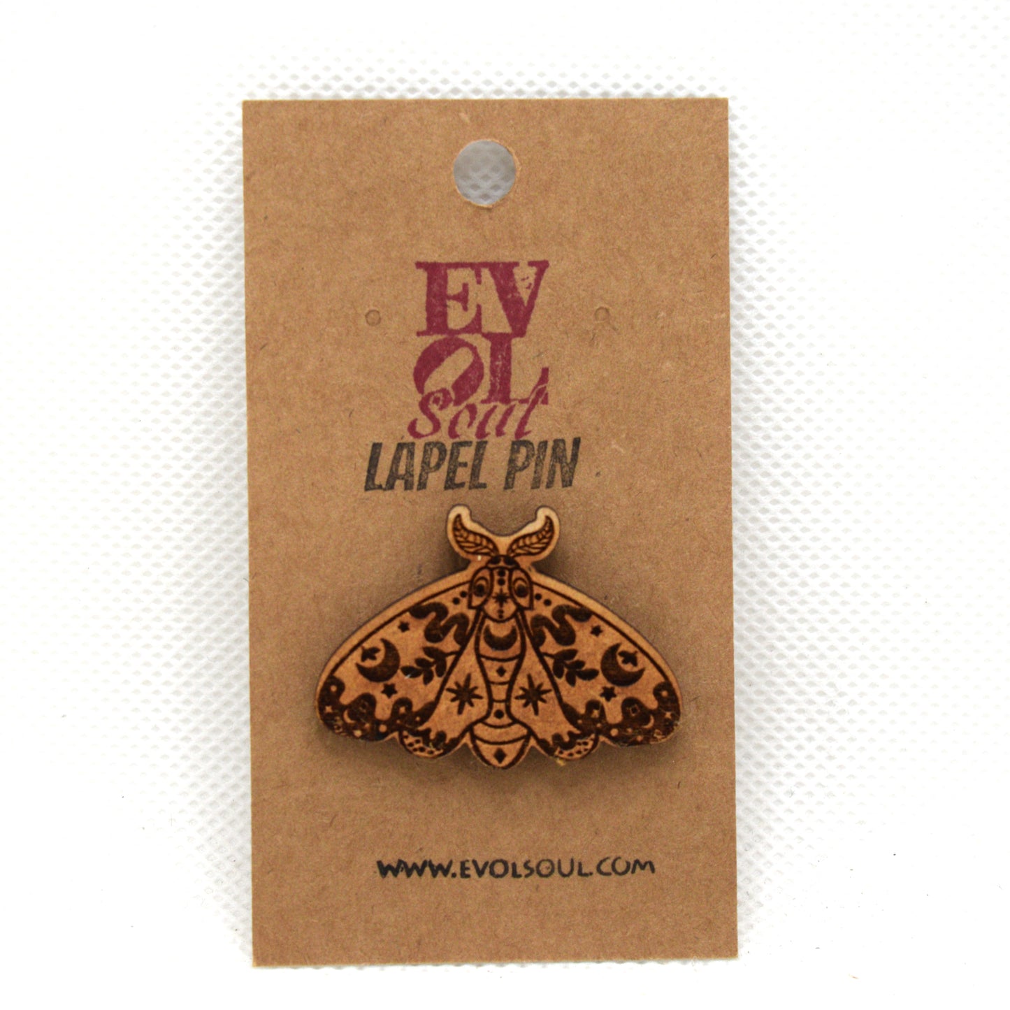 Witchy Moth Wooden Lapel Pin