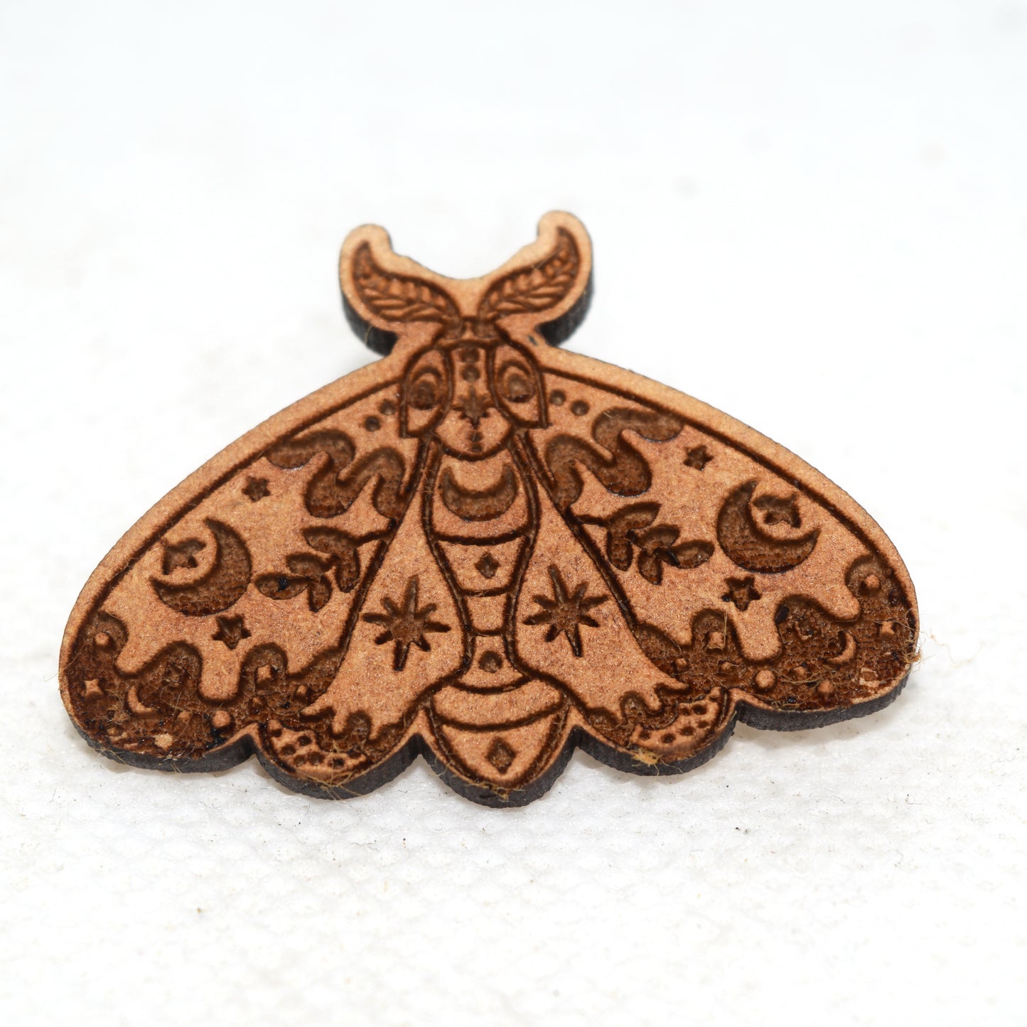 Witchy Moth Wooden Lapel Pin
