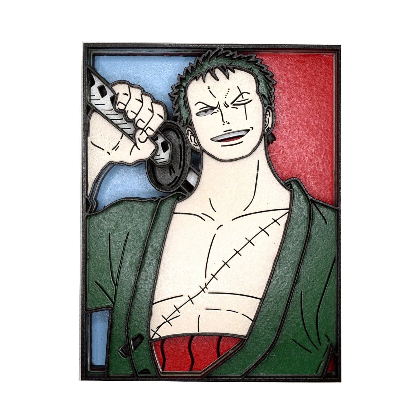 3-D Layered Zoro (One Piece} Art