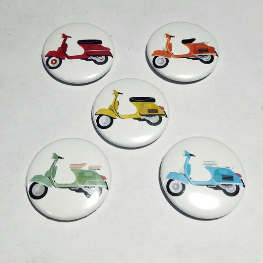Rainbow Vespa Scooter 1 inch button set