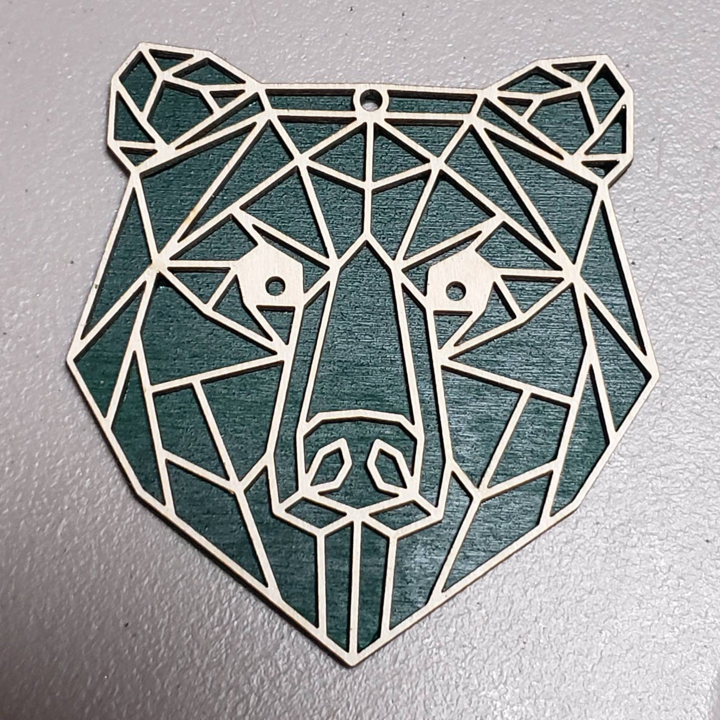 Geometric Bear Wooden Christmas Ornament