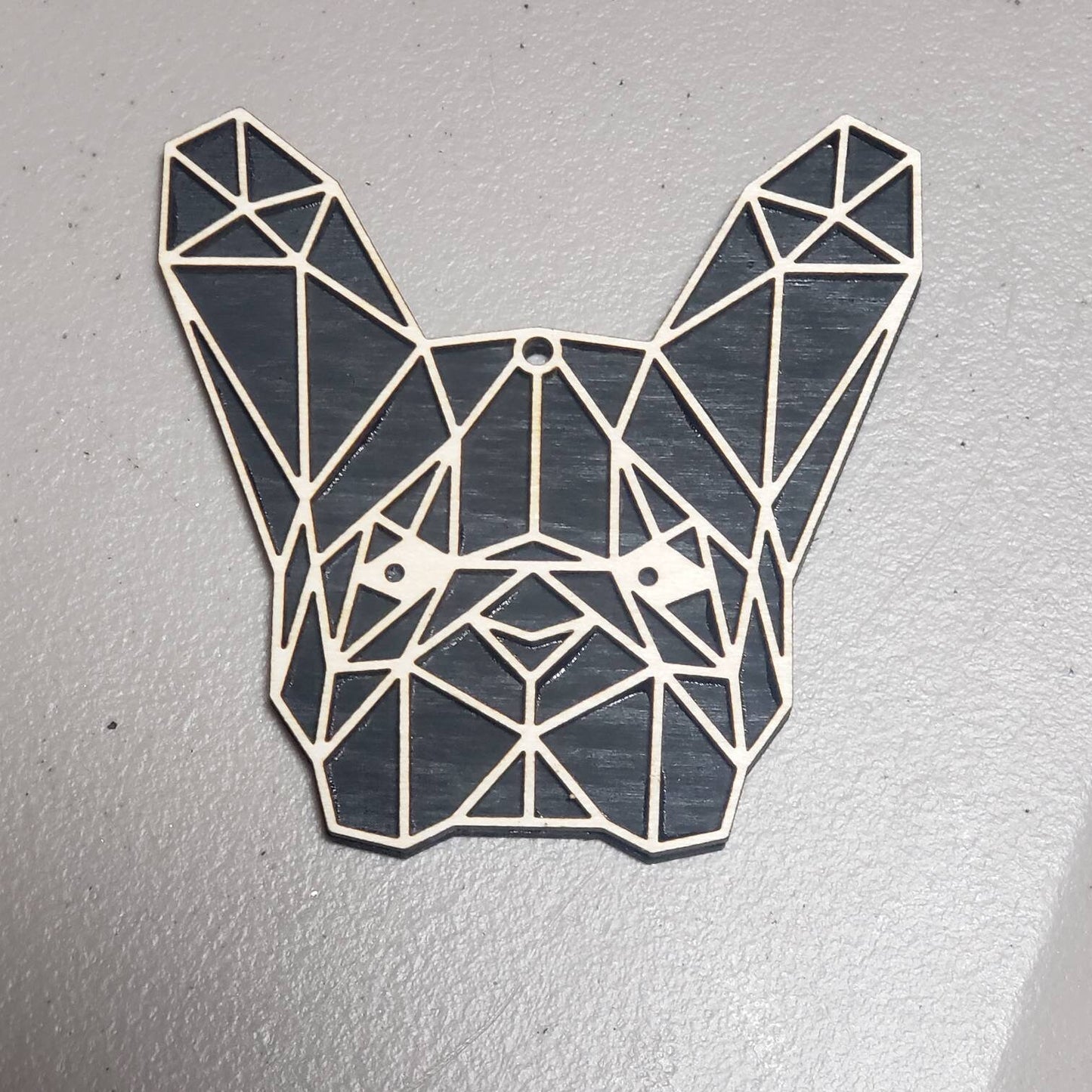 Geometric Boston Terrier/Frenchie Wooden Christmas Ornament