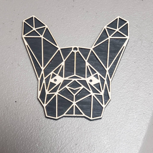 Geometric Boston Terrier/Frenchie Wooden Christmas Ornament