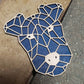 Geometric Blue Dog Wooden Christmas Ornament