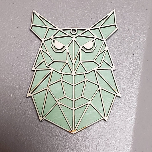 Geometric Owl Wooden Christmas Ornament