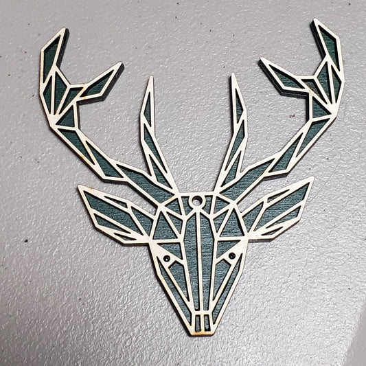 Geometric Deer Wooden Christmas Ornament