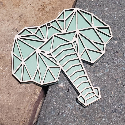 Geometric Elephant Wooden Christmas Ornament