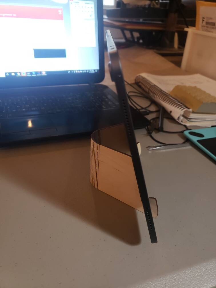 Bendable 1/8th inch birch wooden tablet stand