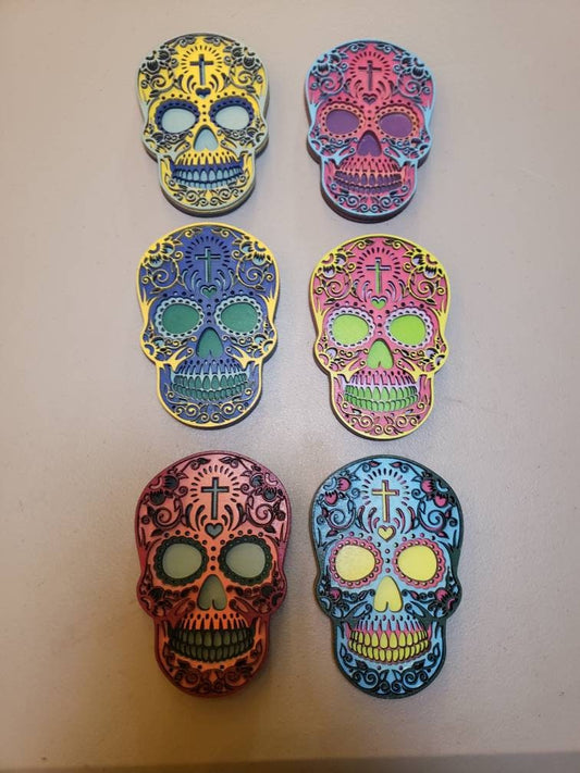 Sugar skulls cross small decor