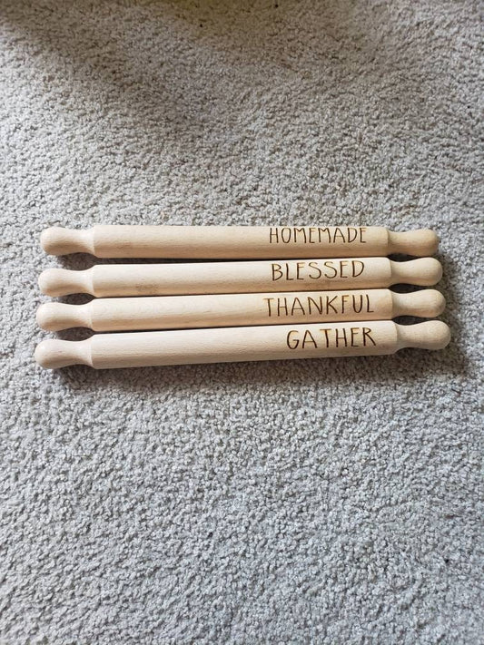 Small Thin Rolling Pin with skinny text