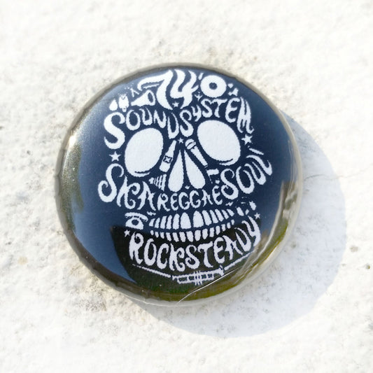 Sound System Skull 1 inch Button